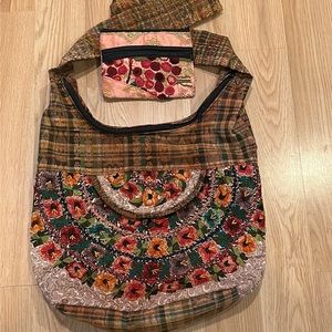 Floral Purse/Tote & Small Wallet/Makeup Bag